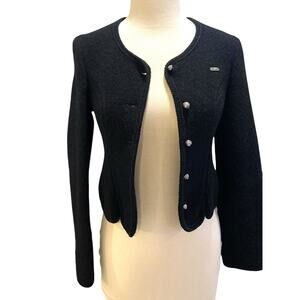 Vintage Original Boos Black Cardigan Wool Jacket Cardigan Made In Austria 32 Sm